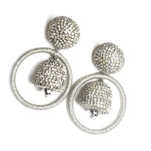 Sachin + Babi Palmer Hoop Statement Earrings Silver RV $125